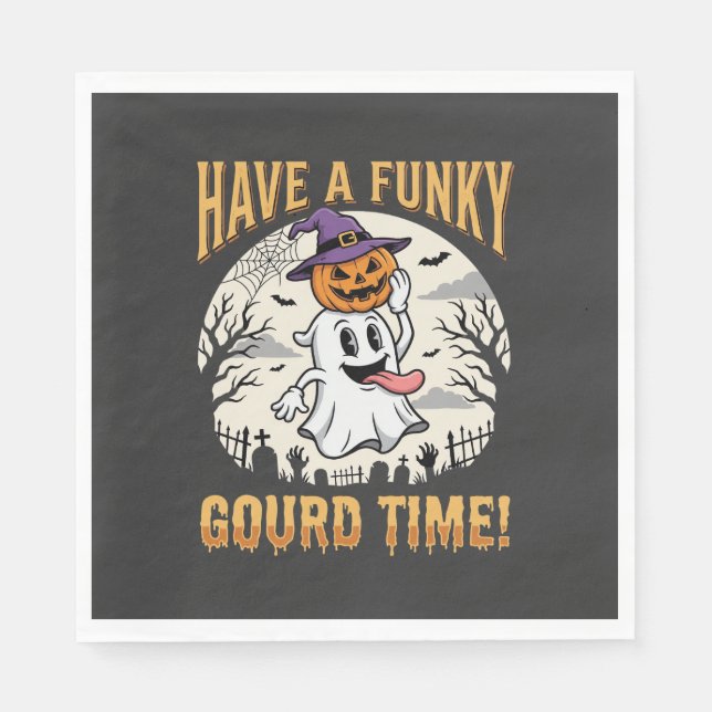 Halloween Funky Kürbis Zeit Geist Kürbis Serviette (Vorderseite)