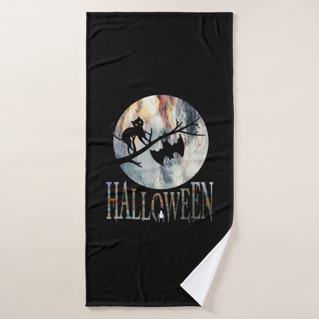 Halloween Funny Cat Halloween Geburtstag Badehandtuch (Badehandtuch)