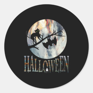 Halloween Funny Cat Halloween Geburtstag Runder Aufkleber
