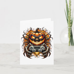 Halloween Funny Gamer Gaming Pumpkin Boy Funny Tri Karte