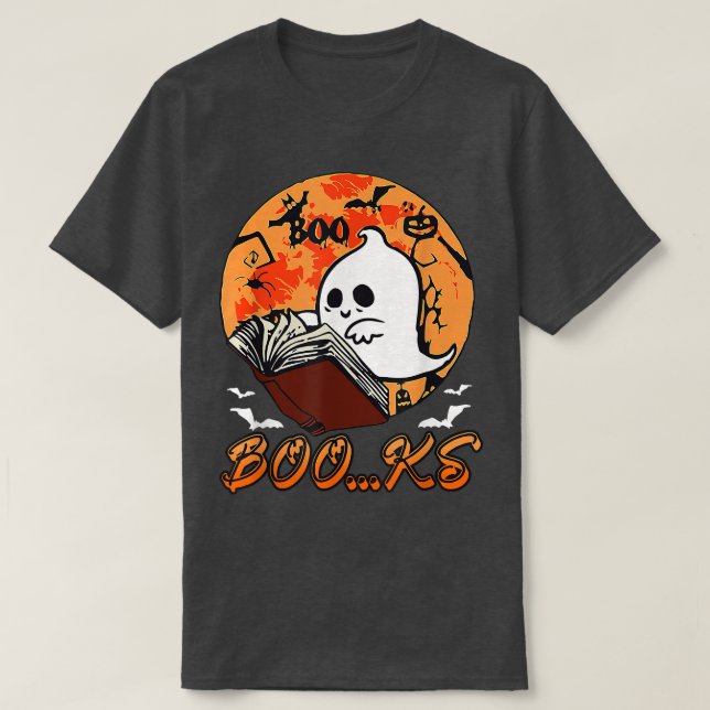Halloween Funny Ghost Book Reading Halloween T-Shirt (Design vorne)