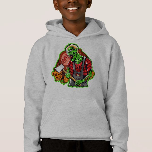 Halloween Funny Green Zombie Hoodie (Vorderseite)