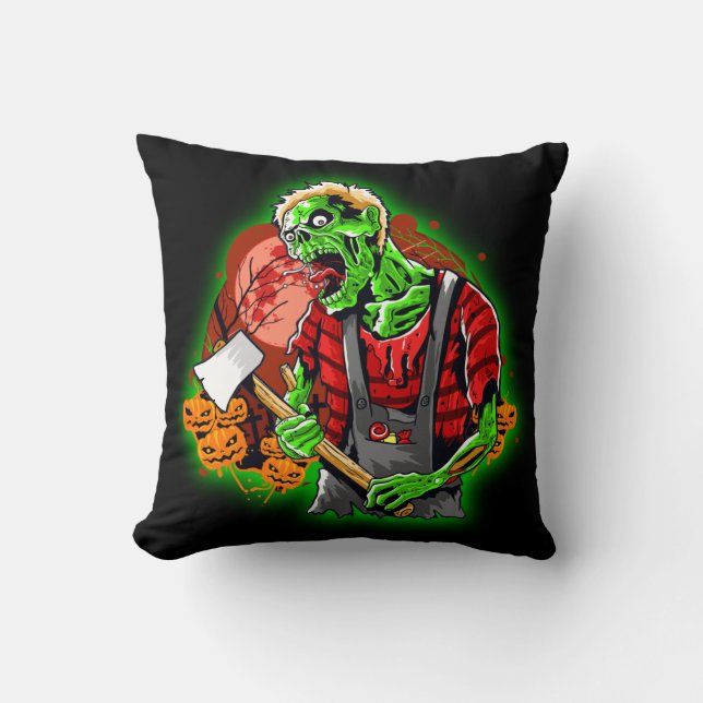 Halloween Funny Green Zombie Kissen (Vorderseite)