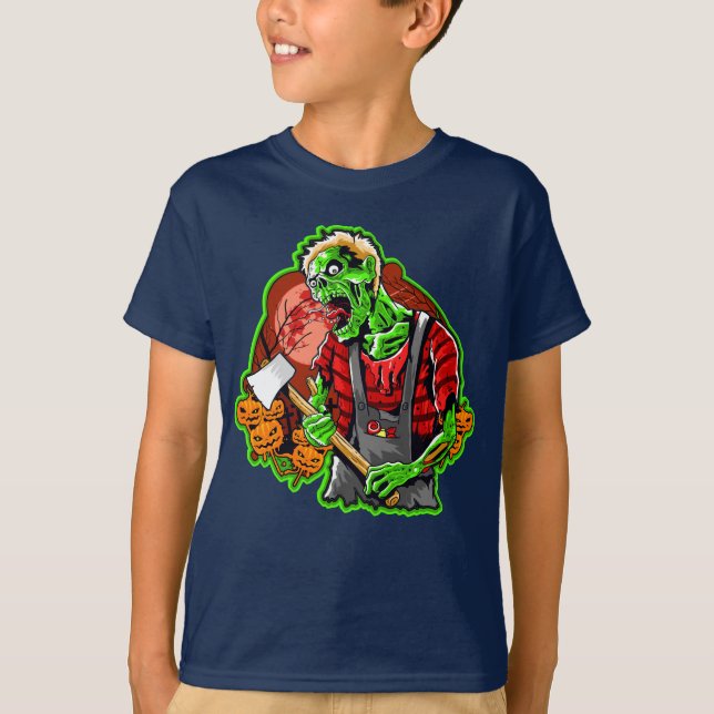 Halloween Funny Green Zombie T-Shirt (Vorderseite)