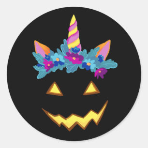 Halloween Funny Kürbislaterne Pumpkin Runder Aufkleber