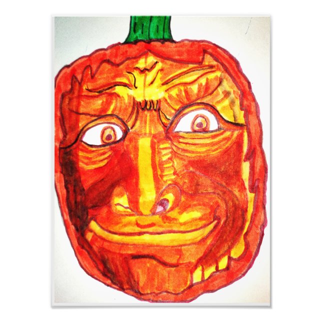 HALLOWEEN FUNNY PUMPKIN-GESICHT FOTODRUCK (Vorne)