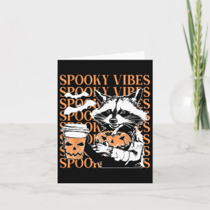 Halloween Funny Raccoon Spooky Vibes Coffee Pumpki Karte