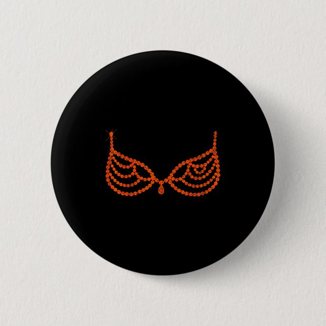 Halloween Funny Showgirl Orange Crystal Bra Lazy C Button (Vorderseite)