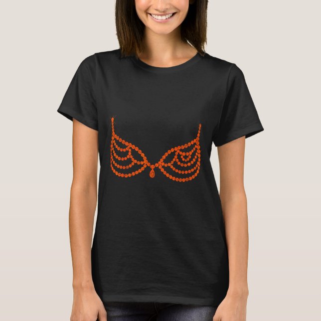 Halloween Funny Showgirl Orange Crystal Bra Lazy C T-Shirt (Vorderseite)