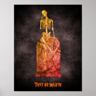 Halloween Funny Skeleton Grabstein Personalisiert Poster