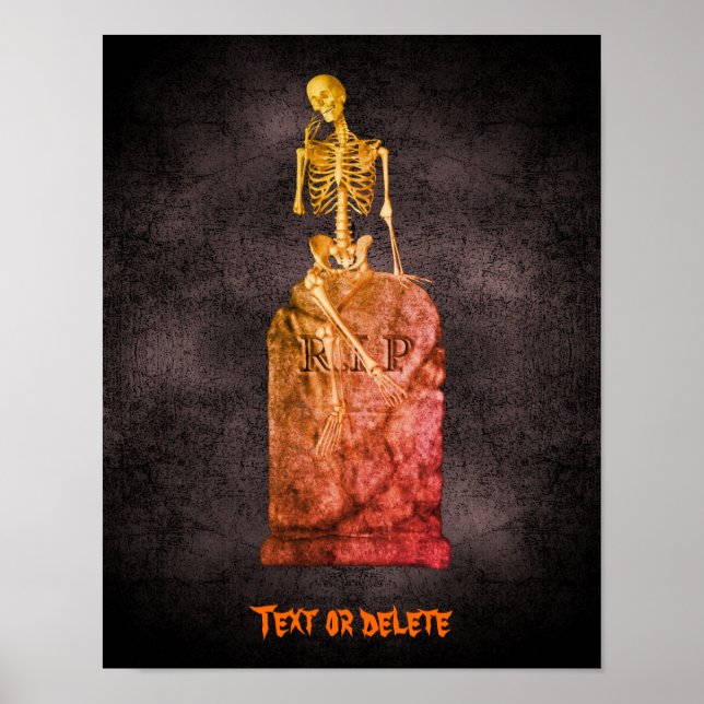 Halloween Funny Skeleton Grabstein Personalisiert Poster (Vorne)