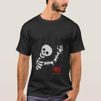 Halloween Funny Skeleton I Need Coffee Desi T-Shirt