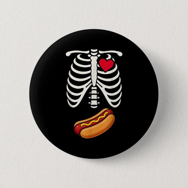 Halloween Funny Skeleton Ribcage Hotdog Food Lover Button (Vorderseite)
