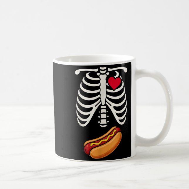 Halloween Funny Skeleton Ribcage Hotdog Food Lover Kaffeetasse (Rechts)