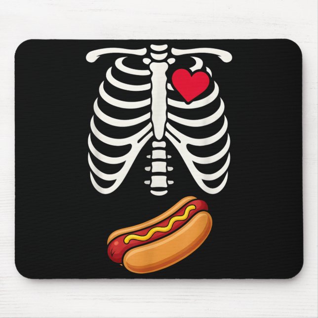 Halloween Funny Skeleton Ribcage Hotdog Food Lover Mousepad (Vorne)