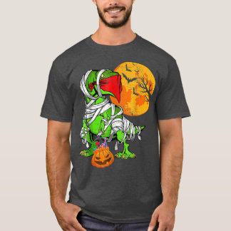 Halloween Funny Skeleton Riding Mummy Dinosaur T r T-Shirt