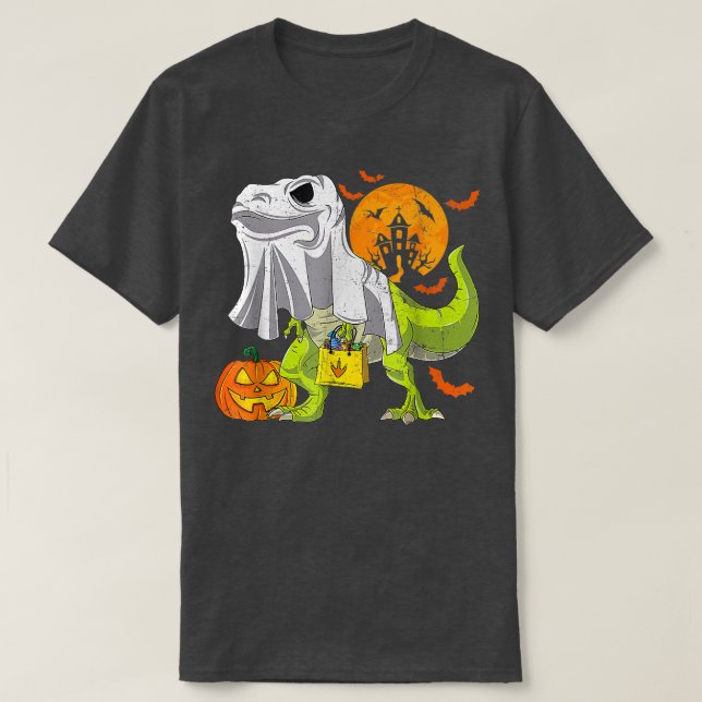 Halloween Funny Skeleton Riding Mummy Dinosaur T r T-Shirt (Design vorne)