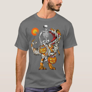 Halloween Funny Skeleton Riding Mummy Dinosaur T R T-Shirt