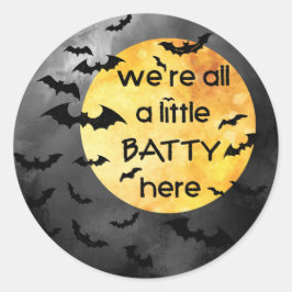 Halloween Funny Sprichwort Bats Batty Runder Aufkleber