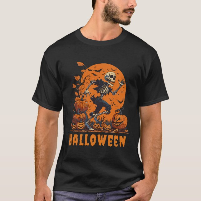 Halloween Funny & Sspoky Skelett T-Shirt (Vorderseite)