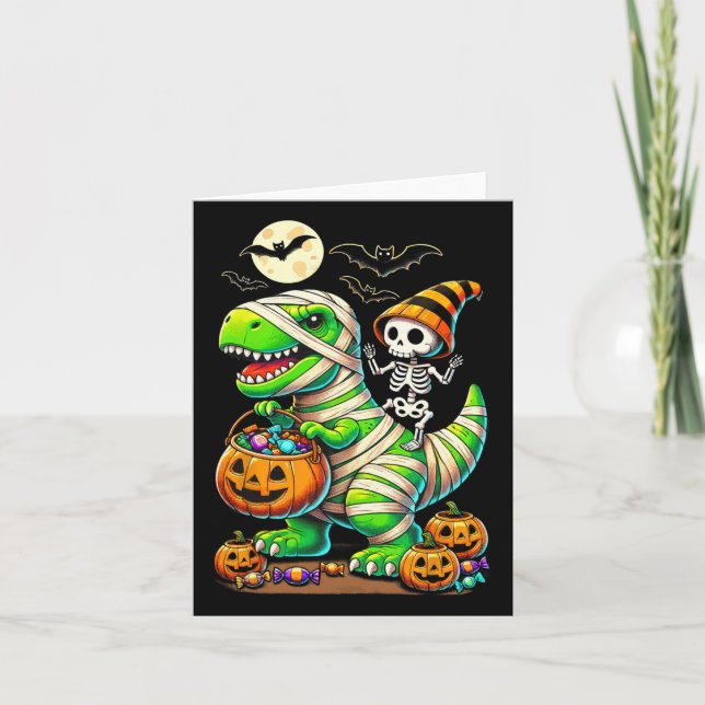 Halloween Funny T Rex Dinosaur Mummy Boys Trick Tr Karte (Vorderseite)