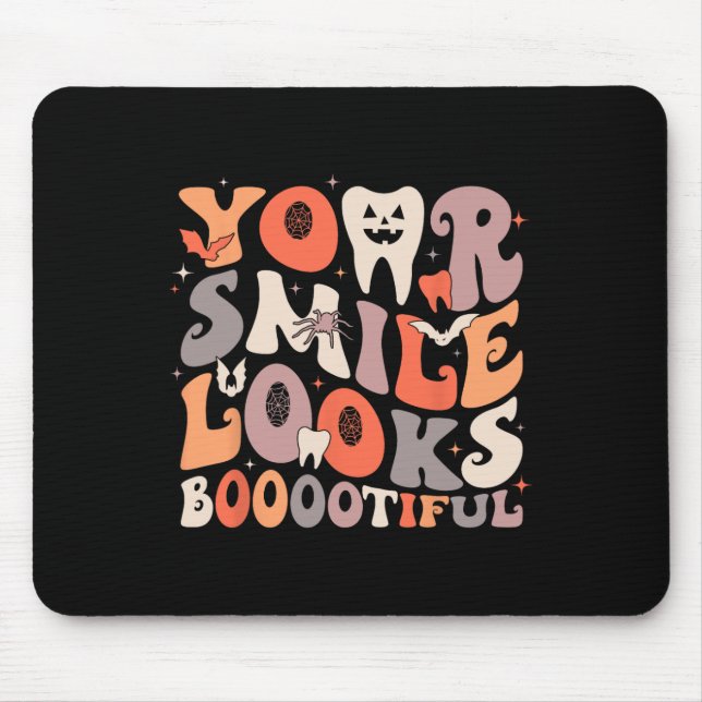 Halloween Funny Teeth Dentist Ghost Your Smile Loo Mousepad (Vorne)