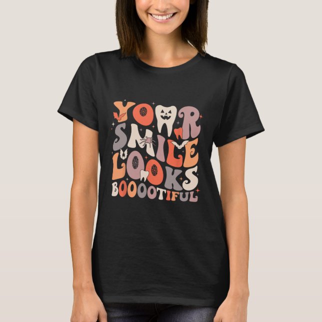 Halloween Funny Teeth Dentist Ghost Your Smile Loo T-Shirt (Vorderseite)