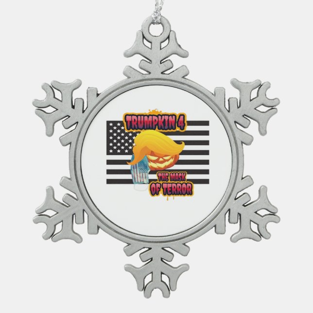 Halloween Funny Trumpkin Classic Schneeflocken Zinn-Ornament (Vorderseite)