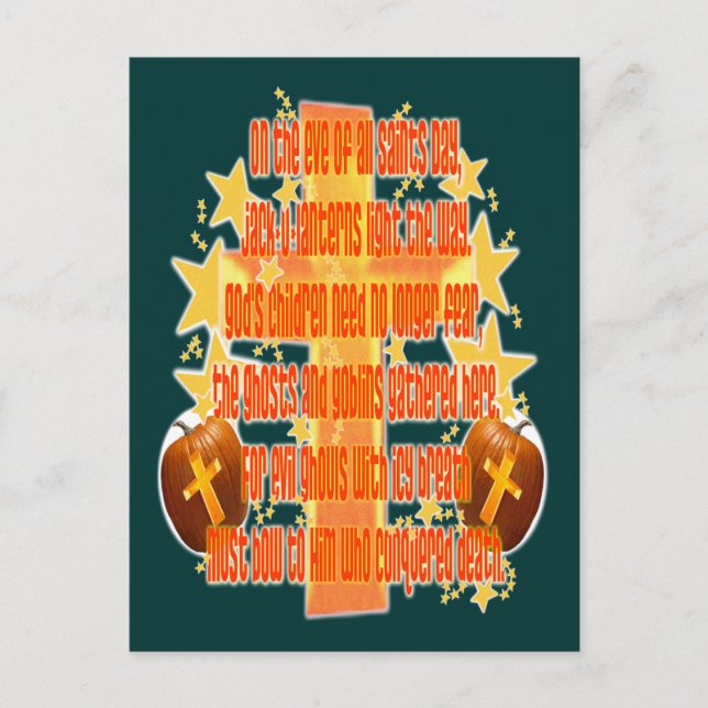 Halloween für Christen (Gedicht) Postkarte (Vorderseite)
