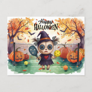Halloween für das Pickleball Player-Party Feiertagspostkarte