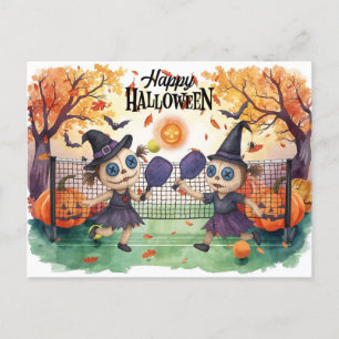 Halloween für das Pickleball Player-Party Feiertagspostkarte