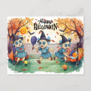 Halloween für das Pickleball Player-Party Feiertagspostkarte