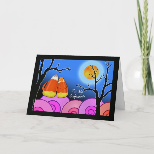 Halloween für Godeltern, Candy Corn Couple Karte (Vorderseite)