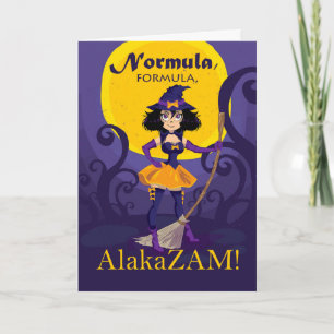 Halloween für Husband, Niedliche Hexe mit Zauber Karte