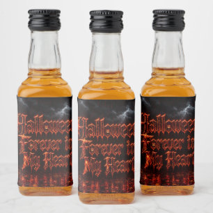 Halloween für immer in meinem Herzen Gothic Kürbis Alkoholflaschenetikett