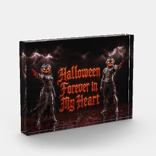 Halloween für immer in meinem Herzen Gothic Kürbis Fotoblock