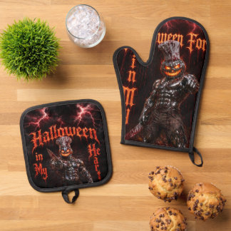 Halloween für immer in meinem Herzen Gothic Kürbis Ofenhandschuh & Topflappen-Set