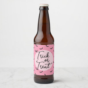 Halloween für rosa Fledermäuse Bierflaschenetikett