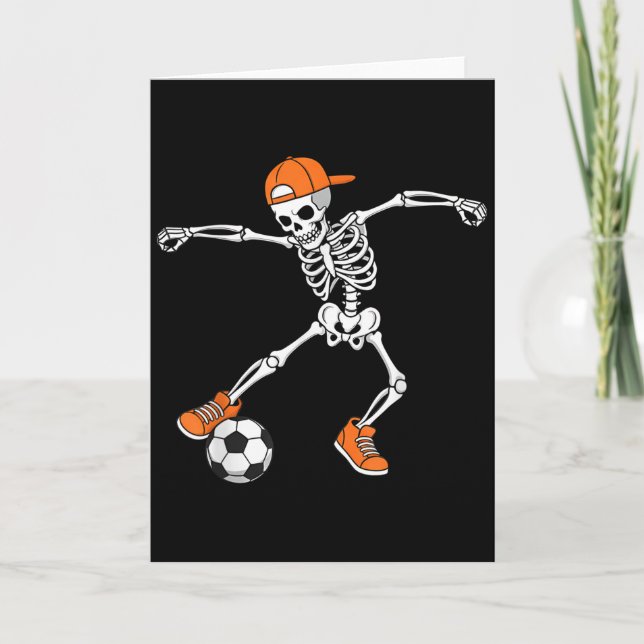 Halloween-Fußball-Skelett-Fußball-Streich-oder-Beh Karte (Vorderseite)