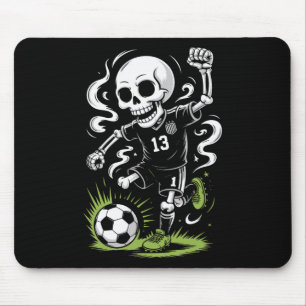 Halloween-Fußball-Skelett unter orangefarbenem Mon Mousepad