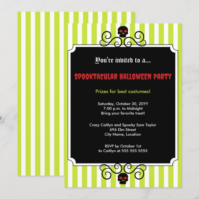 Halloween Gala Party Einladung (Vorne/Hinten)
