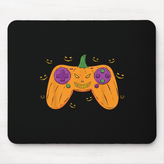 Halloween Gamer Costume Beängstigend Pumpkin Mens  Mousepad (Vorne)