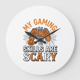 Halloween-Gamer-Fähigkeiten sind gruselige Vintage Große Wanduhr