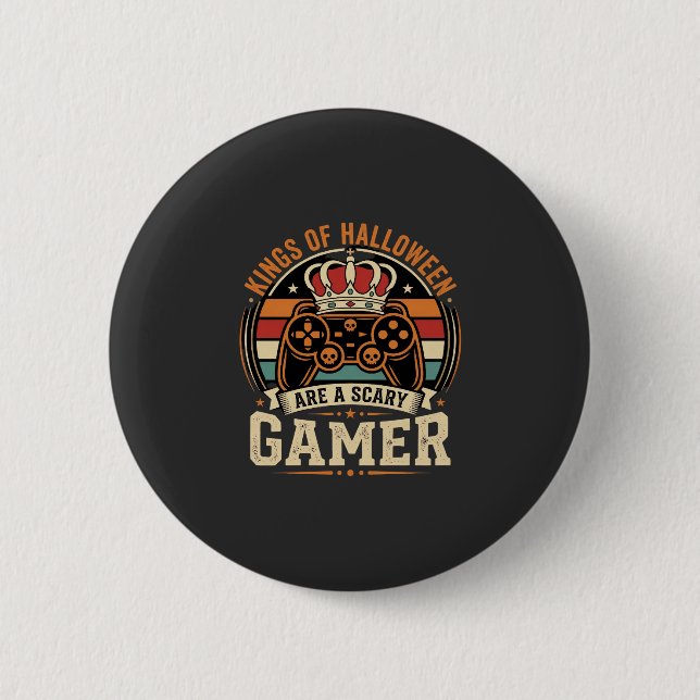 Halloween Gamer King Retro-Controller-Design Button (Vorderseite)