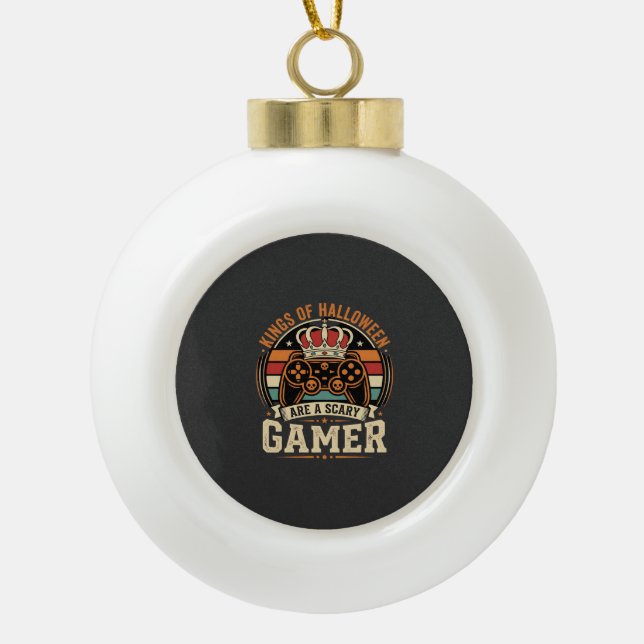 Halloween Gamer King Retro-Controller-Design Keramik Kugel-Ornament (Vorderseite)