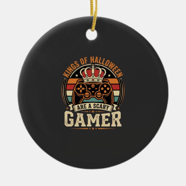 Halloween Gamer King Retro-Controller-Design Keramik Ornament (Vorne)