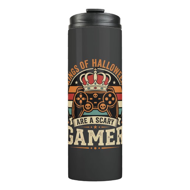 Halloween Gamer King Retro-Controller-Design Thermosbecher (Vorderseite)