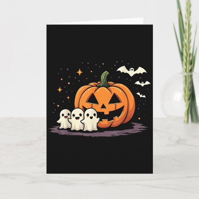 Halloween Gamer Pumpkin Eating Ghost Costume Men B Karte (Vorderseite)