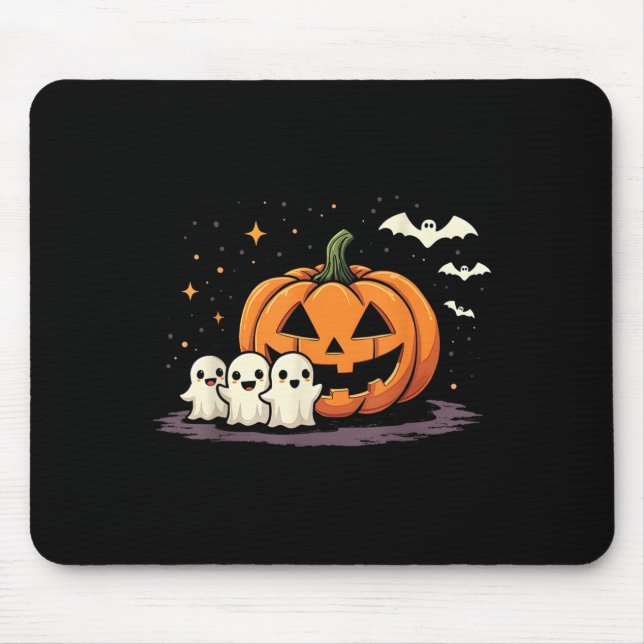 Halloween Gamer Pumpkin Eating Ghost Costume Men B Mousepad (Vorne)
