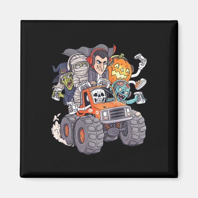 Halloween Gamer Skeleton Zombie Monster Truck Boys Magnet (Vorne)
